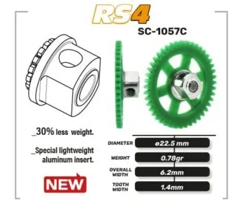 Spurzahnrad RS4 39Z M50 Plastik gelocht m.Alunabe f.Ø3mm -  SCALEAUTO