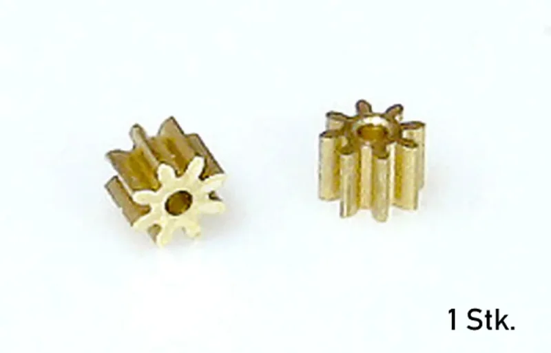Motorritzel (1) 9 Zähne, Ø1,5mm Motorwellen, Ø5,5mm M50, Messing, zum Aufpressen, SRP Universal