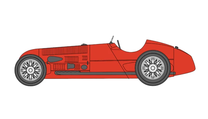 Slotcar 1:24 Analog Bausatz SCALEAUTO A12C White Kit — Rennversion, Metall-Chassis, mit Decals