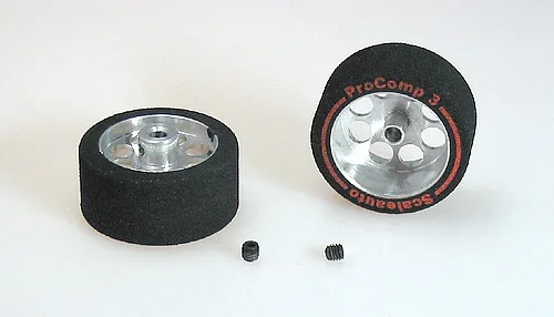 Kompletträder Ø25,5x13mm ProComp-3 Moosgummi m.Ø17mm Alufelgen f.Ø3mm