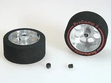 Kompletträder Ø25,5x13mm ProComp-3 Moosgummi m.Ø17mm Alufelgen f.Ø3mm