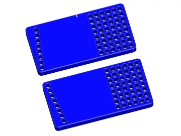 Radstand-Lehre (3D FDM Druck 10mm dick. SCHWARZ), für Fahrwerke mit Radständen von 73-120 mm/1mm (mit D6mm H7 Achsen)