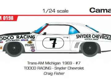CAMARO Z28 1969 – TODCO RACING #7 - Slotcar Maßstab 1:24 analog BRM Camaro No. 7 in Rennversion mit Metall-Chassis