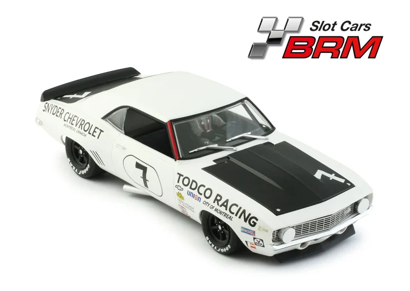 CAMARO Z28 1969 – TODCO RACING #7 - Slotcar Maßstab 1:24 analog BRM Camaro No. 7 in Rennversion mit Metall-Chassis