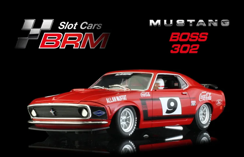 MUSTANG BOSS 302 – Trans-AM Mustang 1970 - #9 Allan Moffat Racing Team Allan Moffat  - Slotcar Maßstab 1:24 analog BRM in Rennversion mit Metall-Chassis