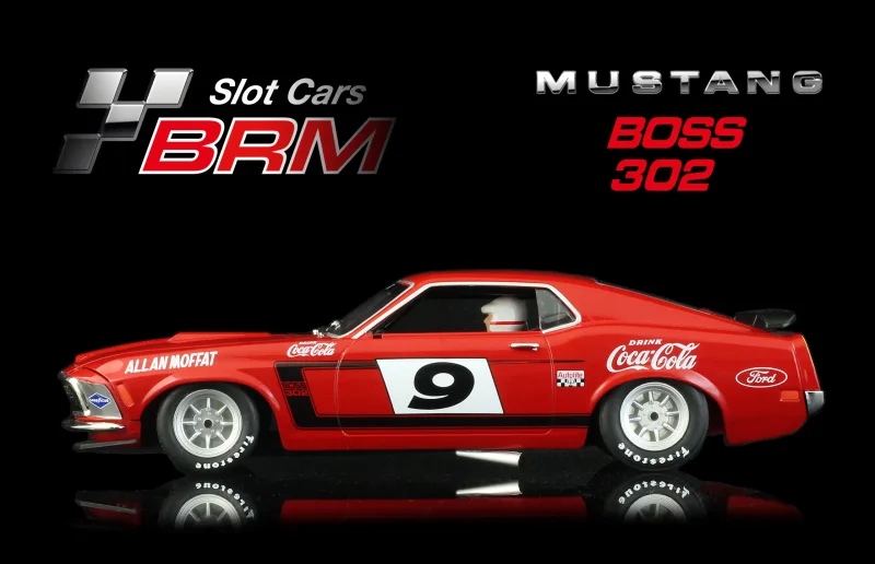 MUSTANG BOSS 302 – Trans-AM Mustang 1970 - #9 Allan Moffat Racing Team Allan Moffat  - Slotcar Maßstab 1:24 analog BRM in Rennversion mit Metall-Chassis