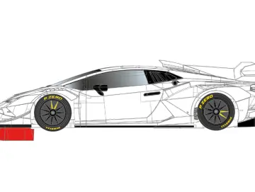 Scaleauto Slotcar 1:32 analog Bausatz SCALEAUTO LBH Evo 2 White Kit in Rennversion mit Kunststoff-Chassis