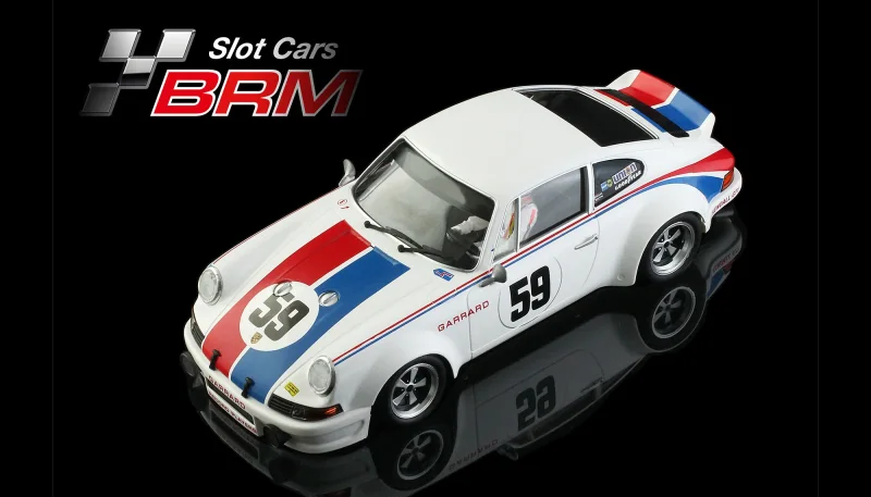 Slotcar 1:24 Analog BRM 911 No. 59, (weiß) Rennversion, Metall-Chassis -  BRM216