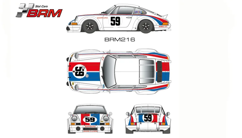 Slotcar 1:24 Analog BRM 911 No. 59, (weiß) Rennversion, Metall-Chassis -  BRM216