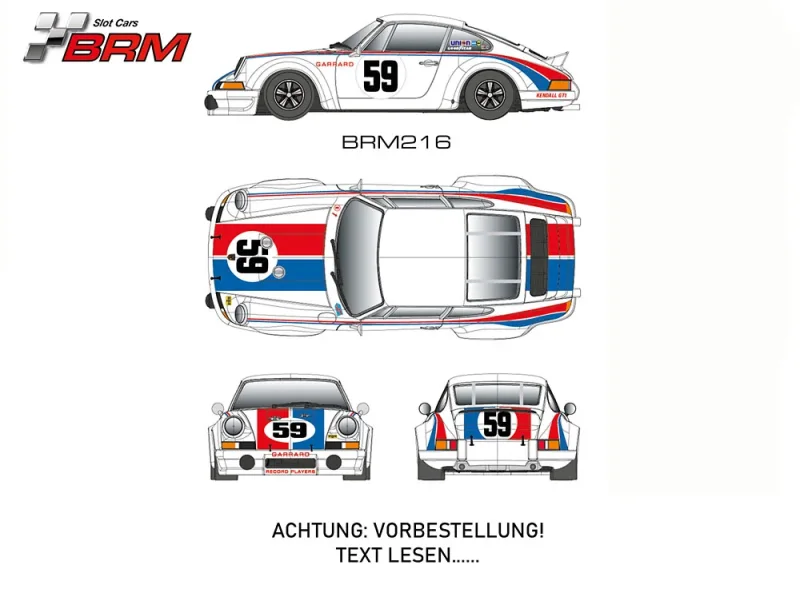 Slotcar 1:24 Analog BRM 911 No. 59, (weiß) Rennversion, Metall-Chassis -  BRM216