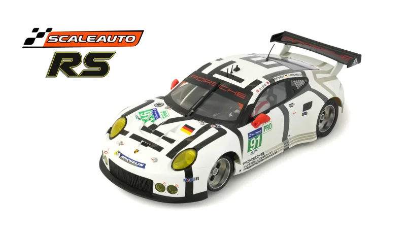 Slotcar 1:32 Analog SCALEAUTO 991.2 No. 91 — Wettbewerbsversion, Metall-Chassis, mit Tuningzubehör