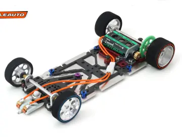 Slotcar-Komplettchassis 1:24 SCALEAUTO SPORT M Universal Sidewinder-Fahrwerk RC3, Alu-Carbon-Stahl m.Radstand 94-117mm mit Motor
