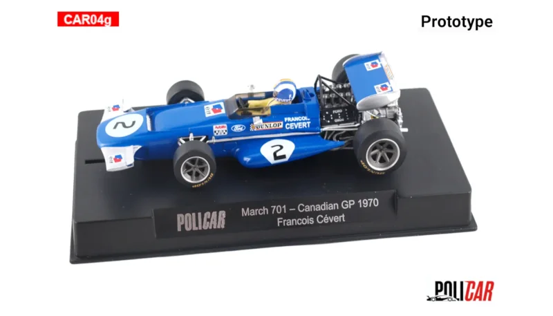 Slotcar Maßstab 1:32 analog POLICAR 701 No. 2 in Rennversion mit Kunststoff-Chassis