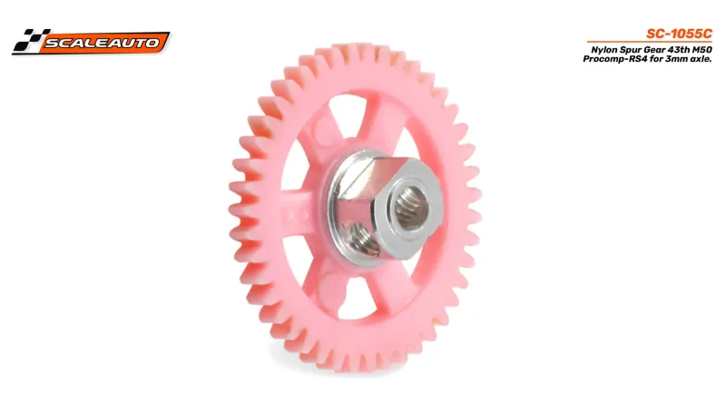 Spurzahnrad RS4 43Z M50 Plastik gelocht m.Alunabe f.Ø3mm -  SCALEAUTO