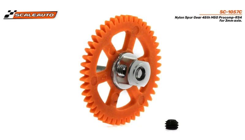 Spurzahnrad RS4 45Z M50 Plastik gelocht m.Alunabe f.Ø3mm -  SCALEAUTO