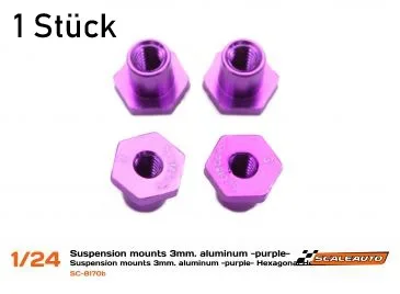 T-Hülse M2 H3mm, Fahrwerksdistanz, Aluminium m. Sechskant-Kopf Scaleauto 1/24, Aluminium T-Hülse