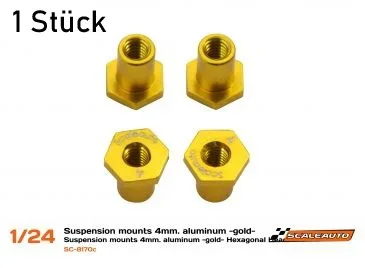 T-Hülse M2 H4mm, Fahrwerksdistanz, Aluminium m. Sechskant-Kopf Scaleauto 1/24, Aluminium T-Hülse