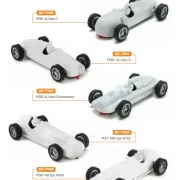 Slotcar Maßstab 1:24 analog Bausatz SCALEAUTO Typ C White Kit in Rennversion mit Metall-Chassis und Beklebungssatz